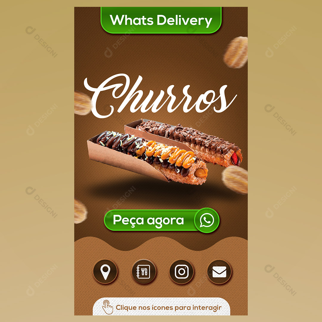 Cartão Interativo Churros PSD + PPTX Editável