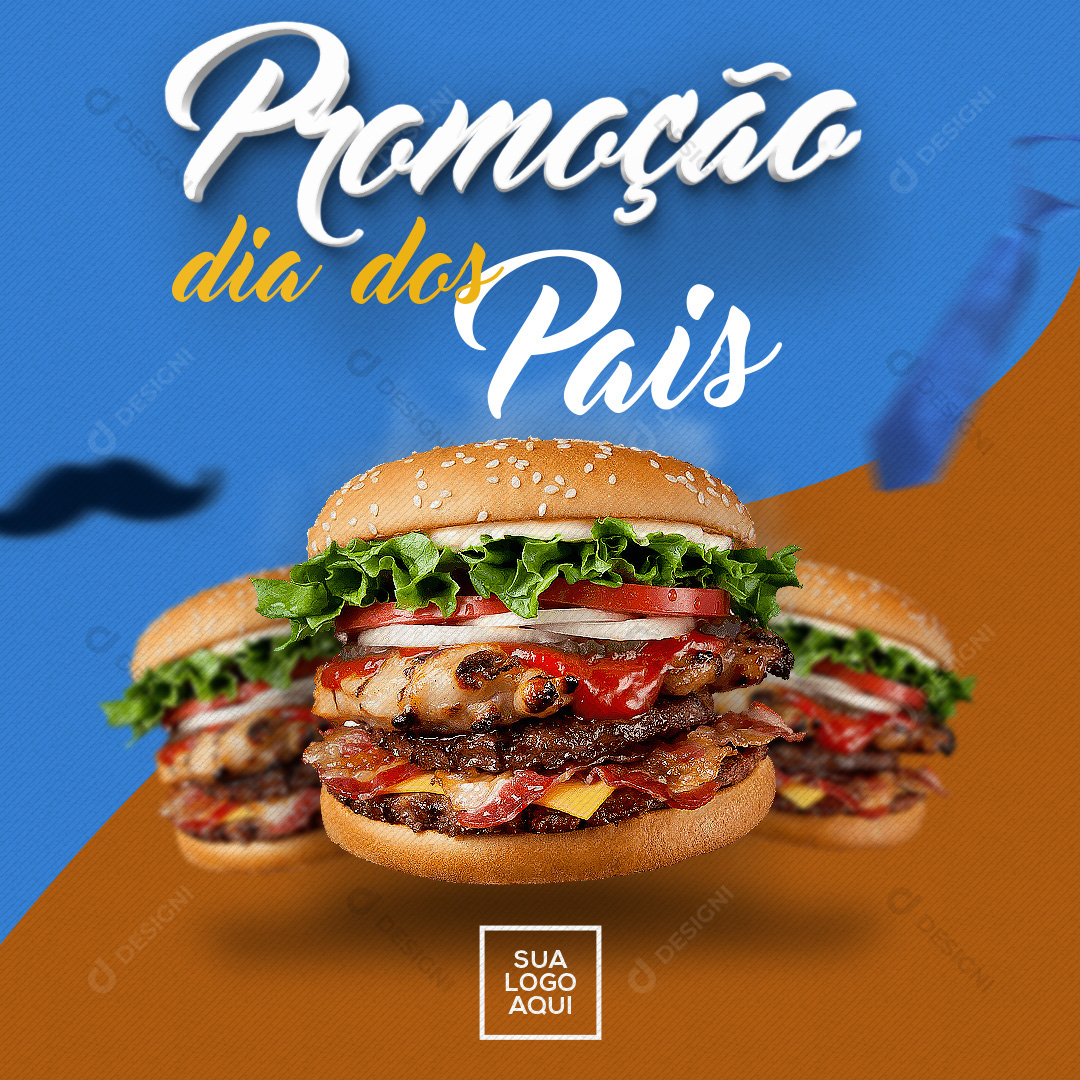 Feliz Dia Dos Pais Social Media PSD Editável Promoção Hambúrgueres