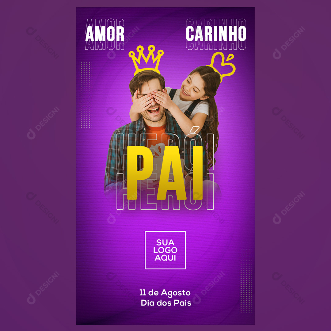 Feliz Dia Dos Pais Herói Social Media PSD Editável Stories Instagram