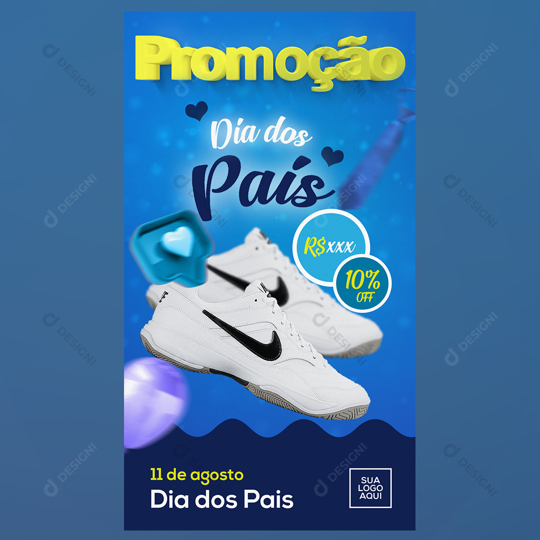 Feliz Dia Dos Pais Social Media PSD Editável Tênis Stories Instagram
