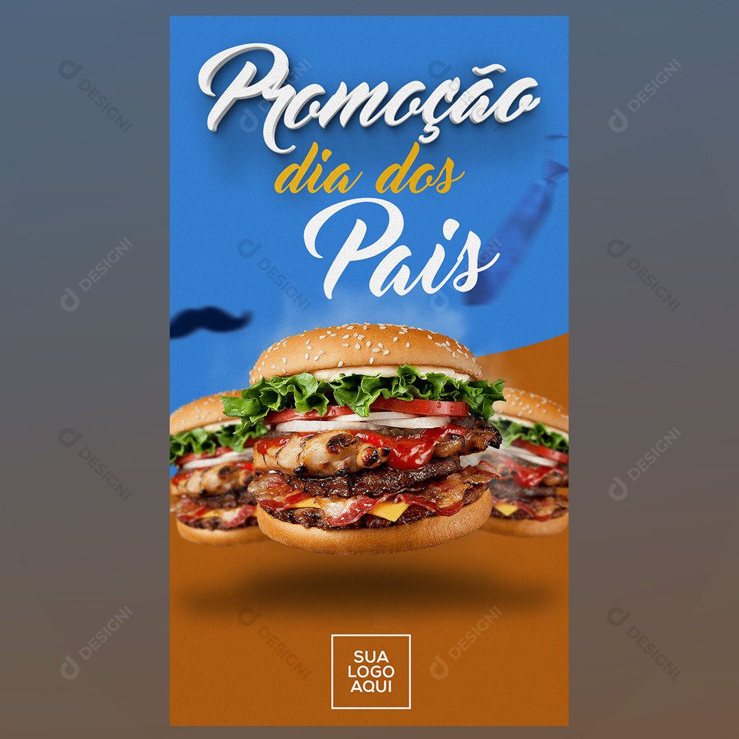 Feliz Dia Dos Pais Hambúrgueres Social Media PSD Editável Stories Instagram