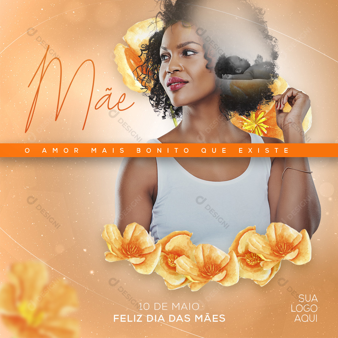 Feliz Dia Das Mães Social Media PSD Editável Amor Mais Bonito