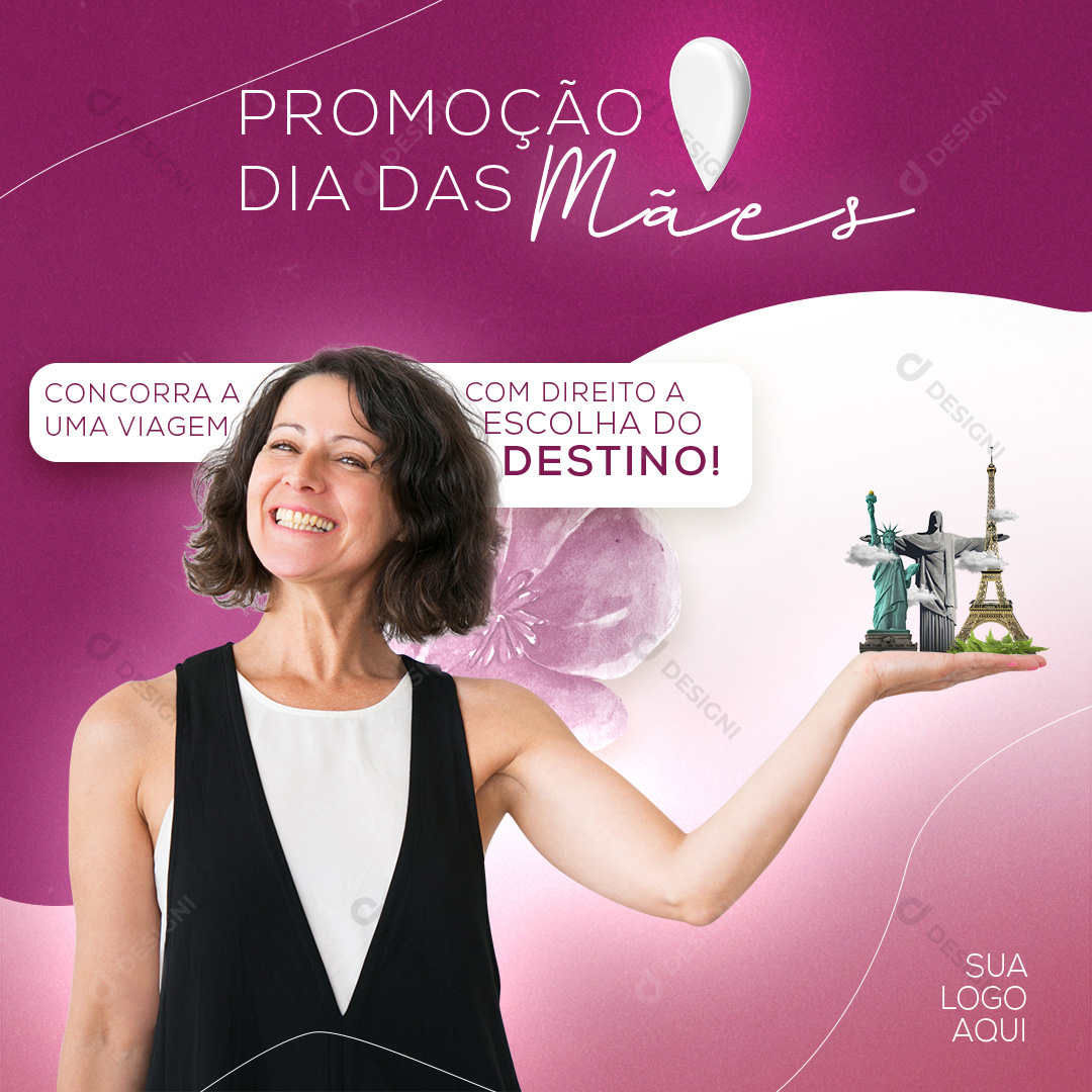 Feliz Dia Das Mães Viagens Social Media PSD Editável Promoções