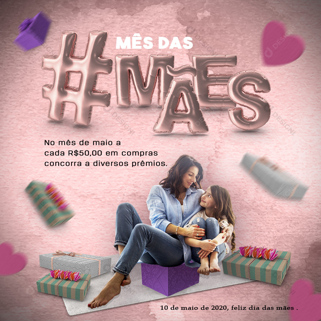 Feliz Dia Das Mães Social Media PSD Editável Prêmios