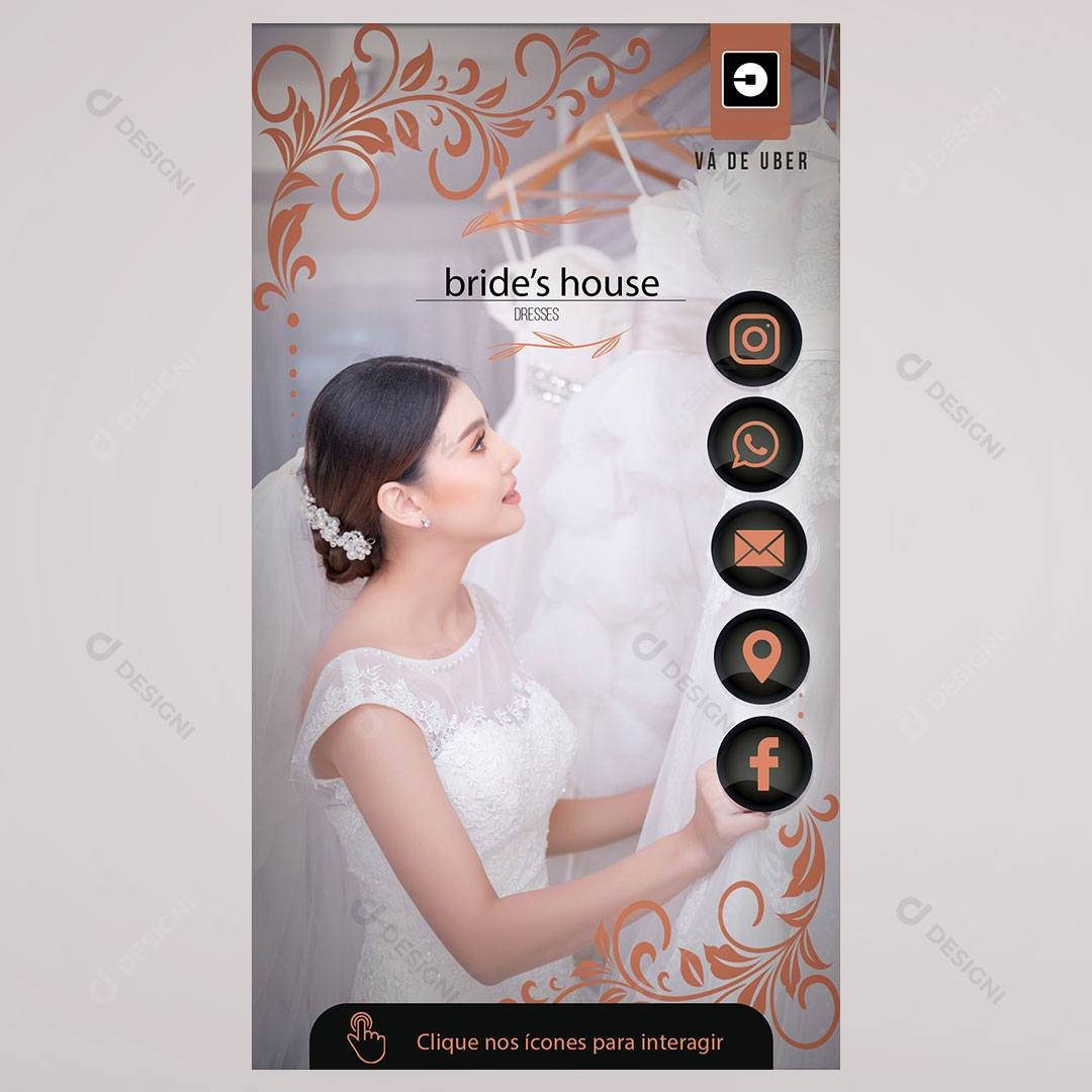Cartão Interativo Vestidos de Noivas PSD + PPTX Editável