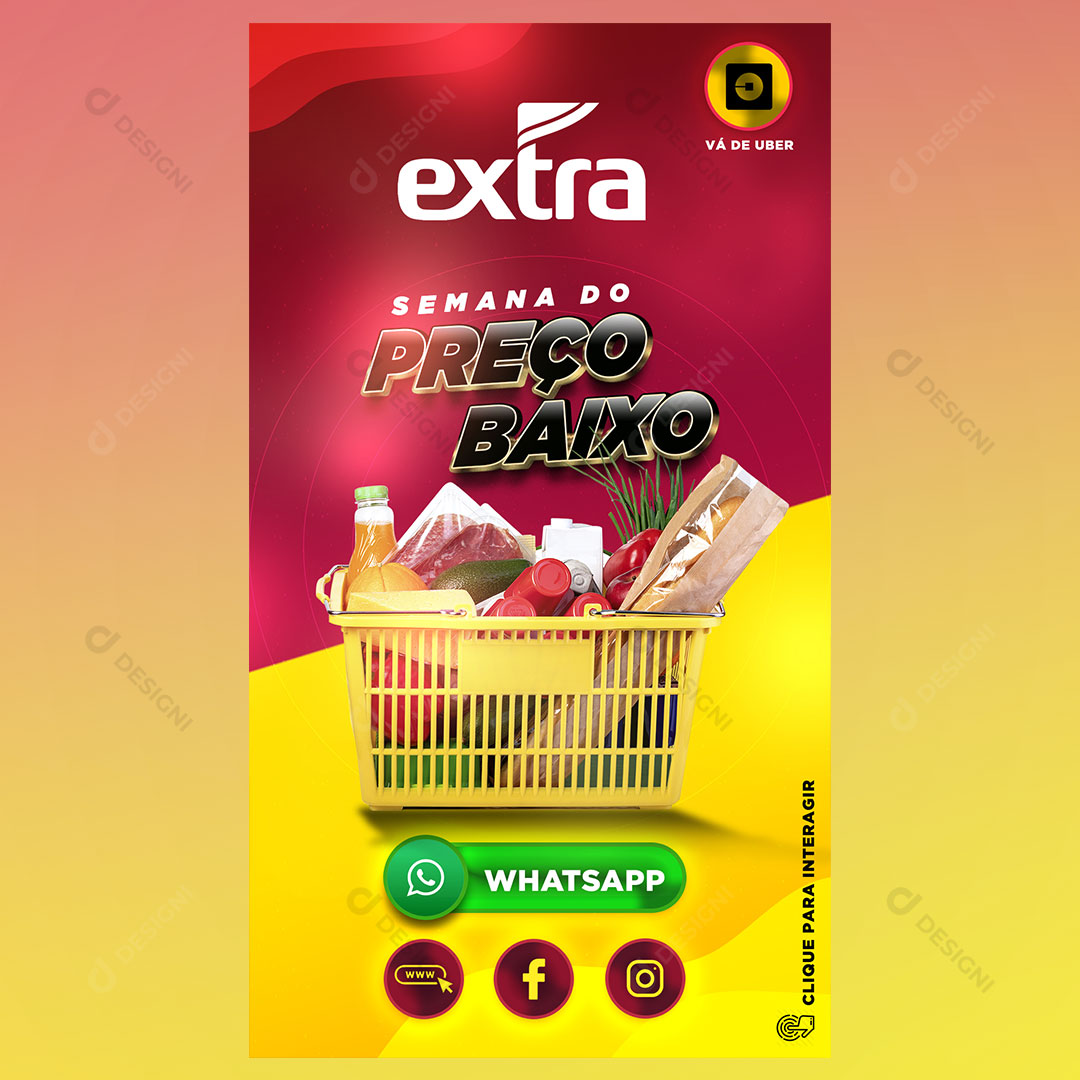Cartão Interativo Supermercado PSD + PPTX Editável