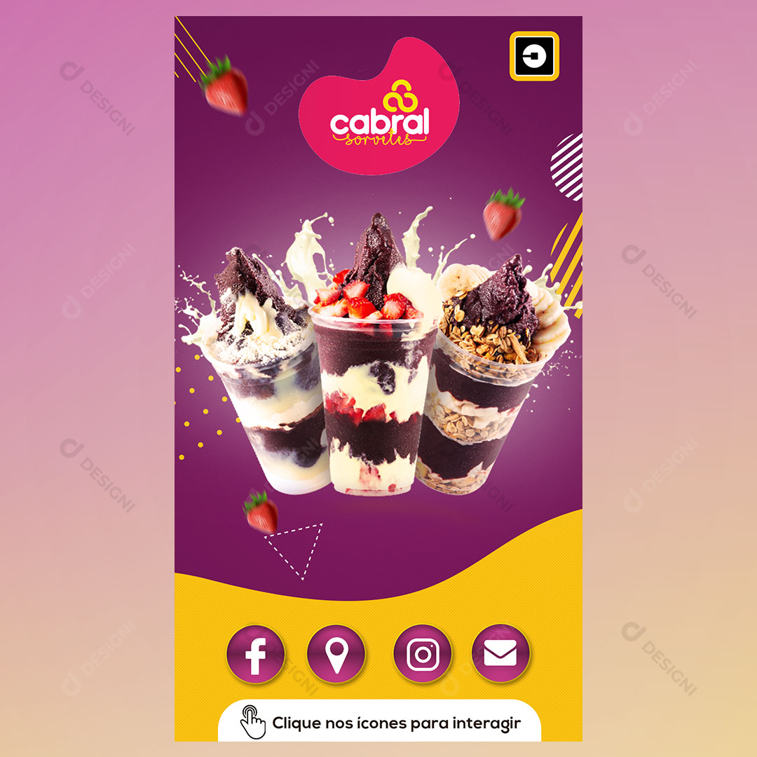 Cartão Interativo Sorveterias Açaiterias PSD + PPTX Editável