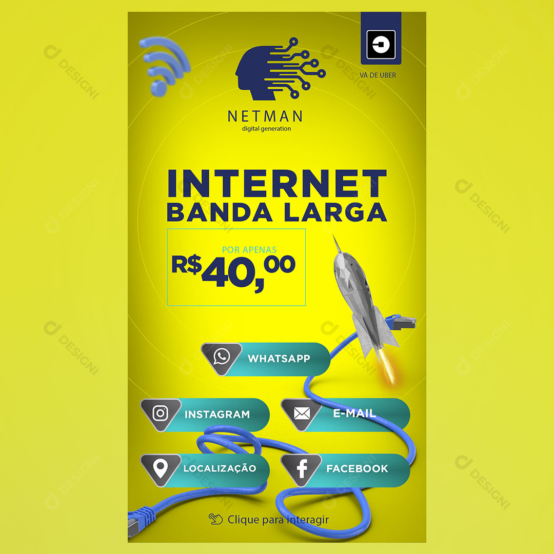 Cartão Interativo Provedor de Internet PSD + PPTX Editável