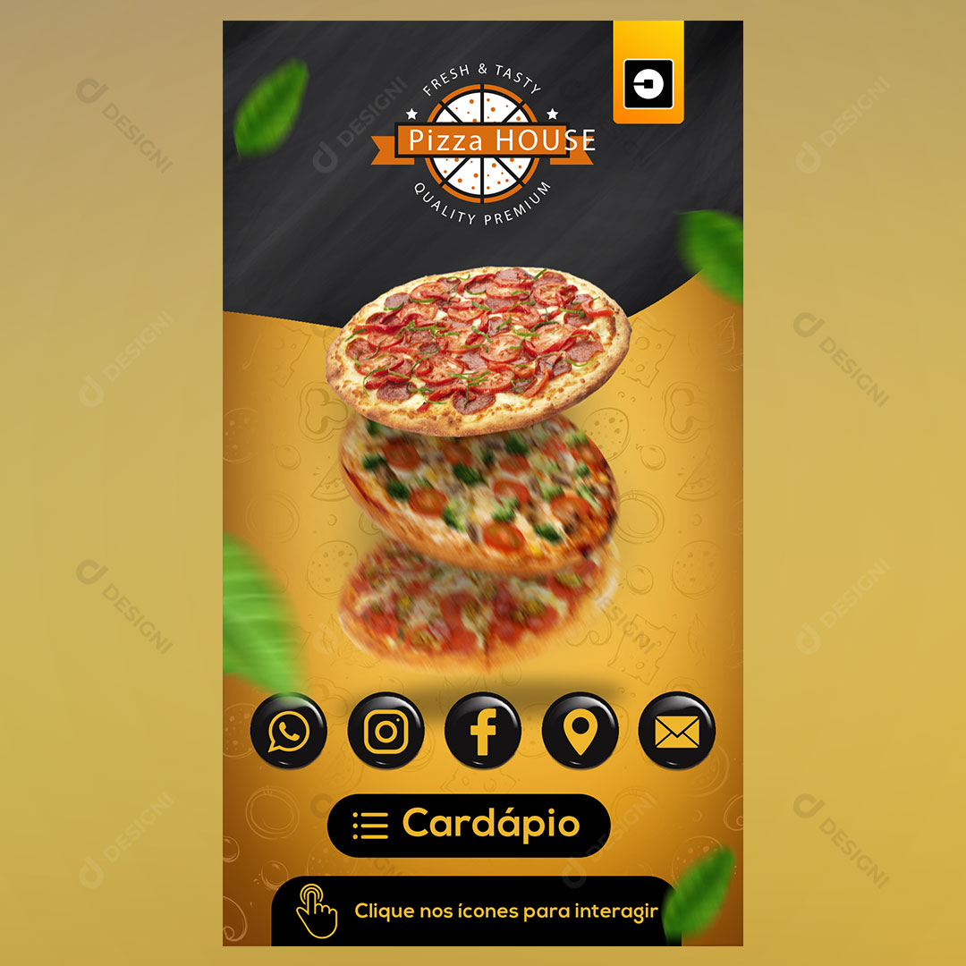 Cartão Interativo Pizzarias PSD + PPTX Editável