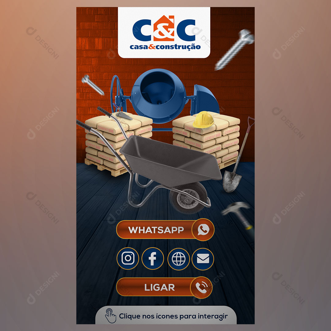 Cartão Interativo Loja de Materiais de Contrução PSD + PPTX Editável