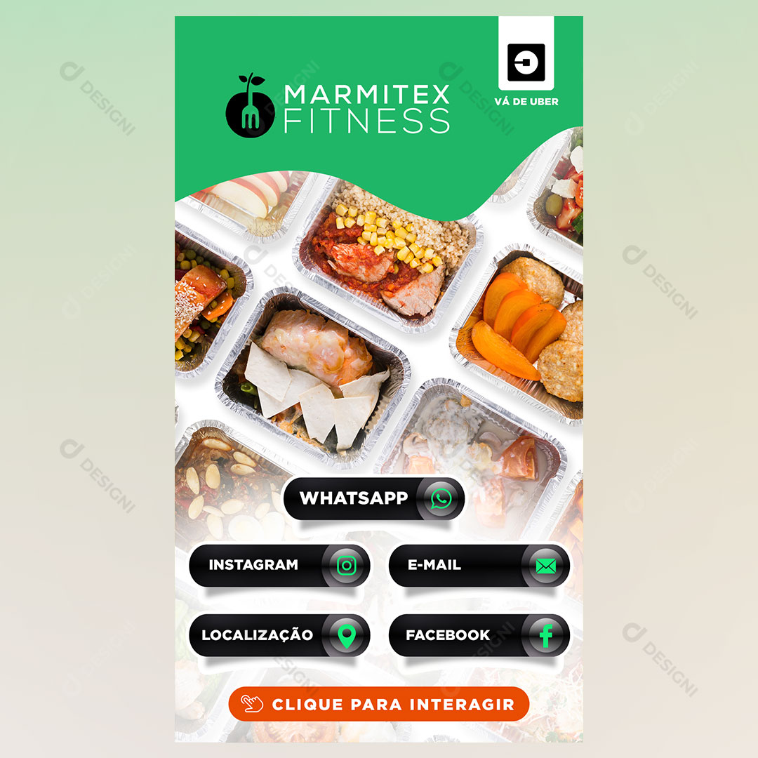 Cartão Interativo Marmita Fitness PSD + PPTX Editável