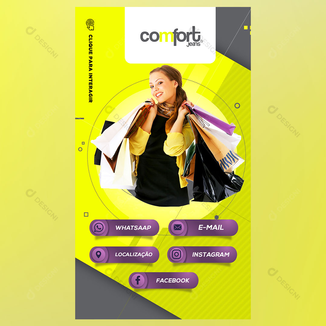 Cartão Interativo Lojas de Roupas PSD + PPTX Editável