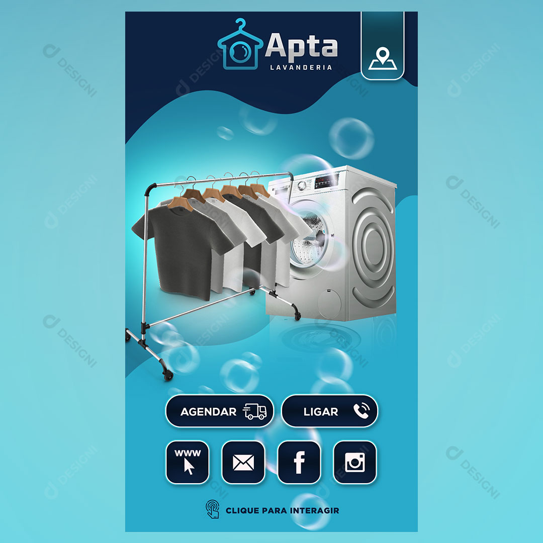Cartão Interativo Lavanderias PSD + PPTX Editável