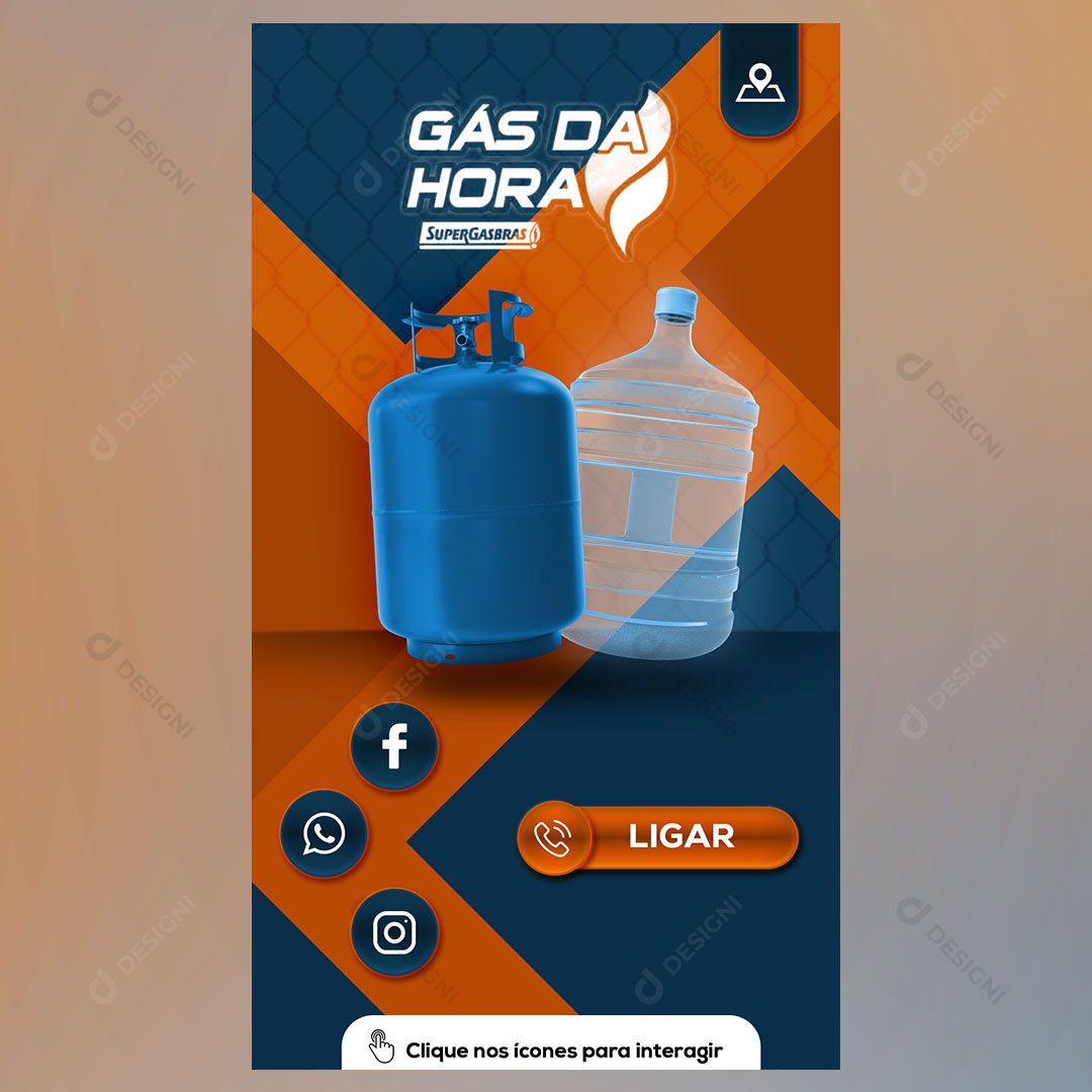 Cartão Interativo Gás Água Mineral PSD + PPTX Editável