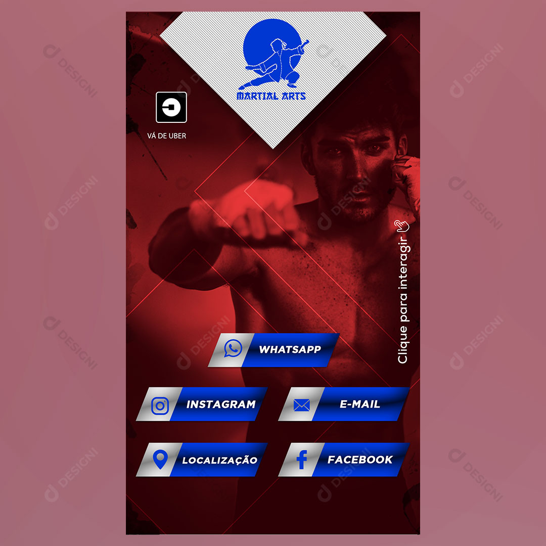 Cartão Interativo Artes Marciais PSD + PPTX Editável