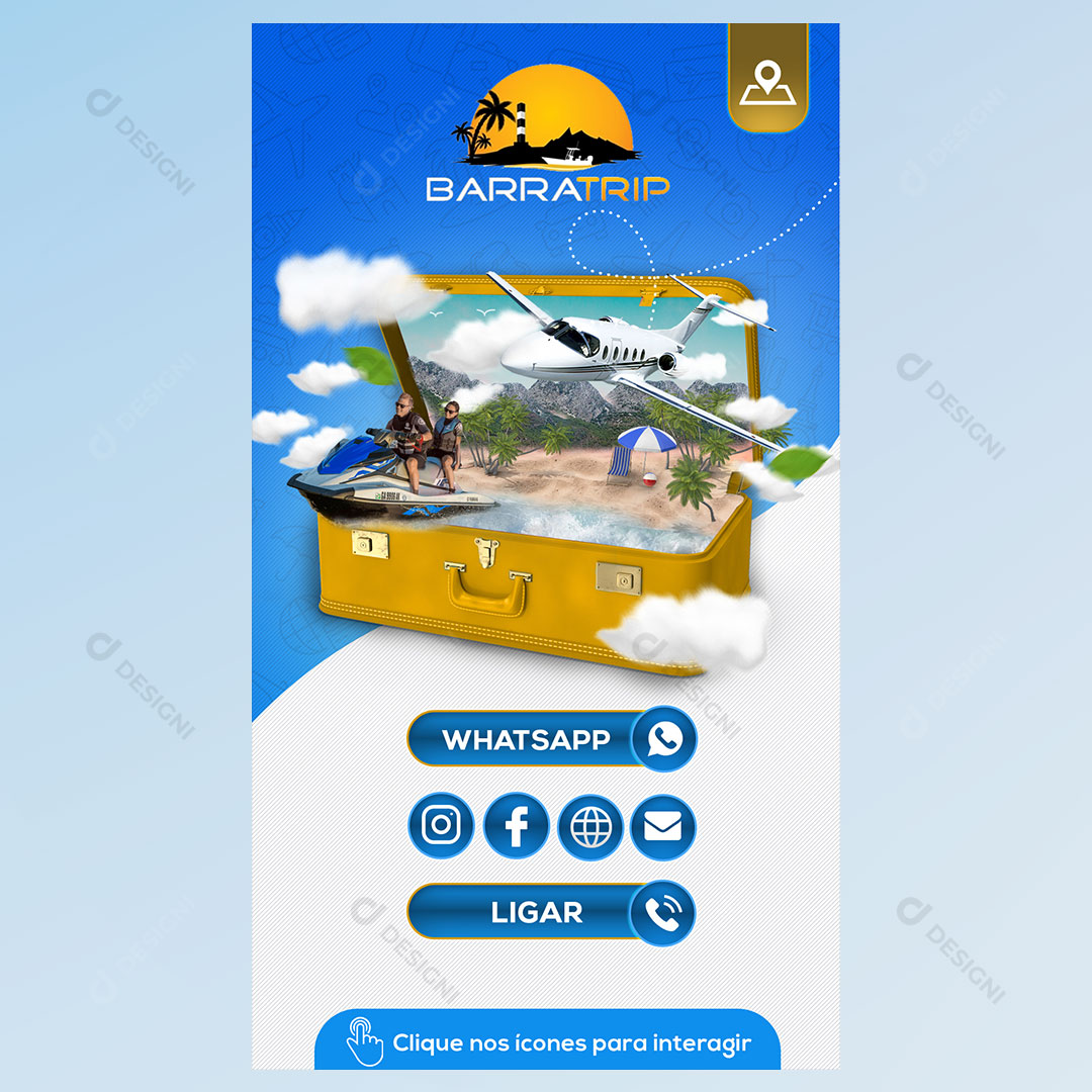 Cartão Interativo Agência de Viagens PSD + PPTX Editável