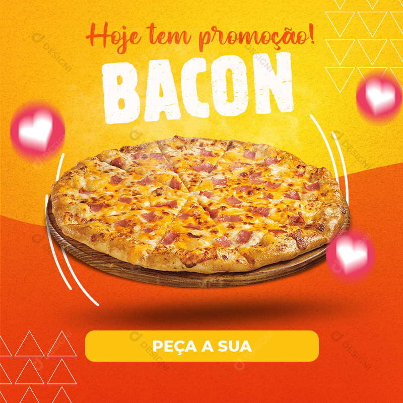 Pizza Pizzaria Bacon Social Media PSD Editável