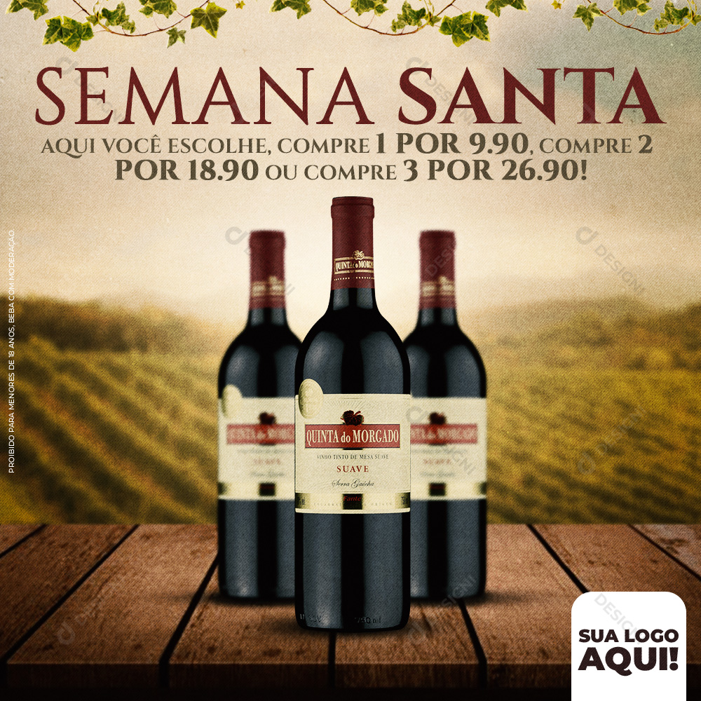 Semana Santa Vinhos Promoção Social Media PSD Editável