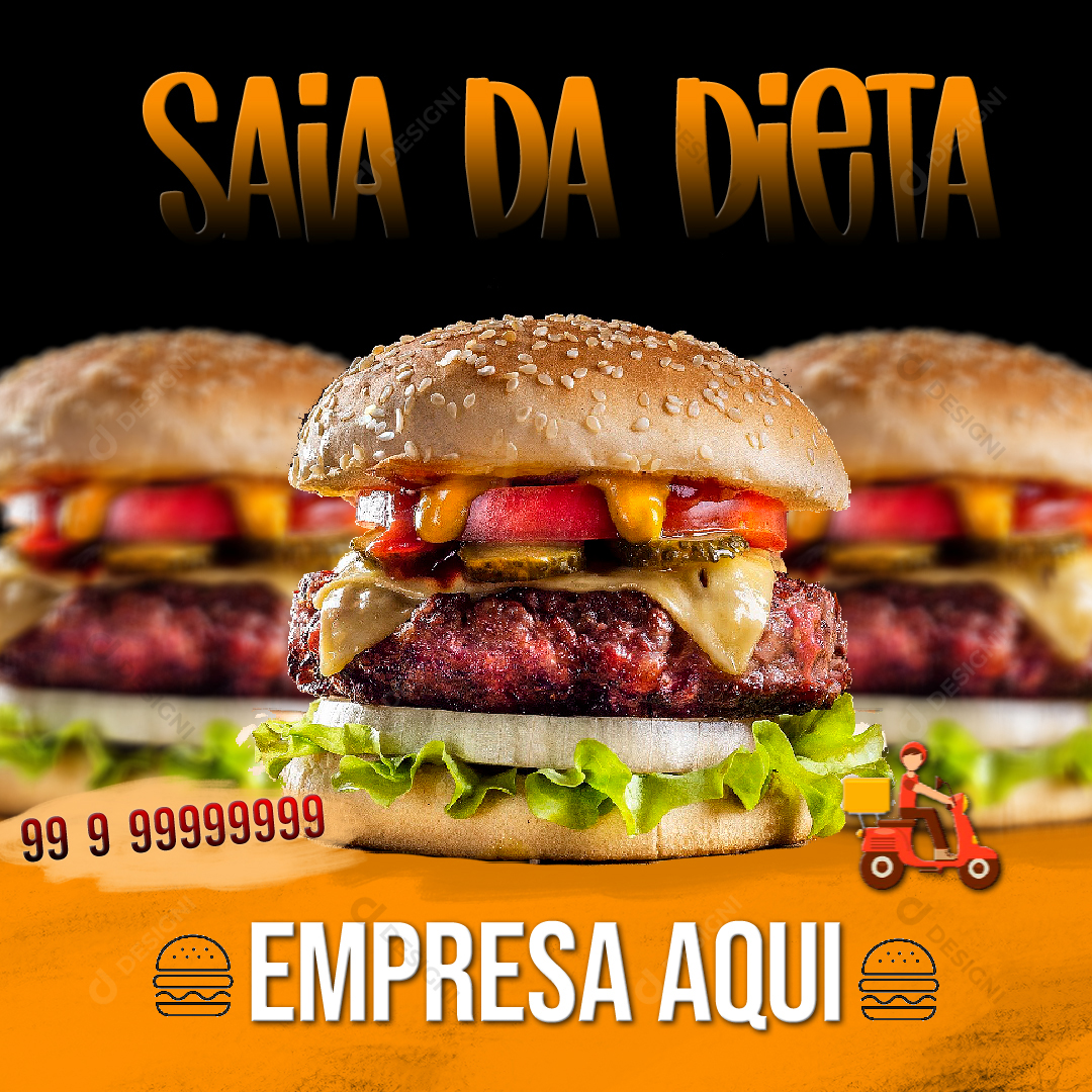 Hambúrguer Hamburguerias Social Media PSD Editável