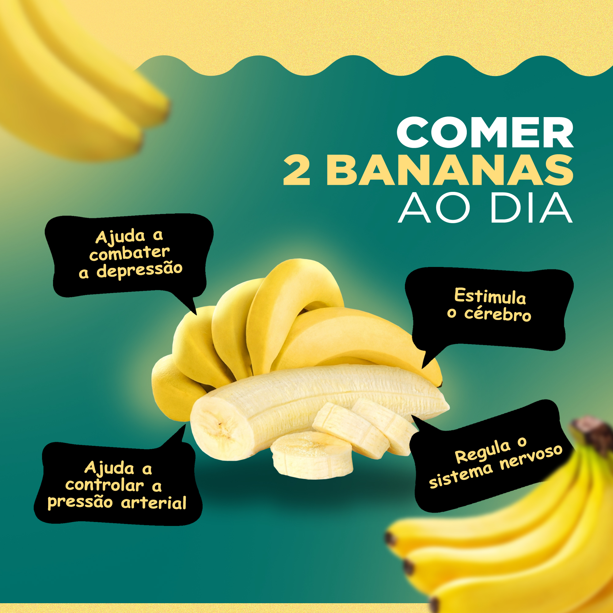 Benefícios da Banana Social Saúde Media PSD Editável