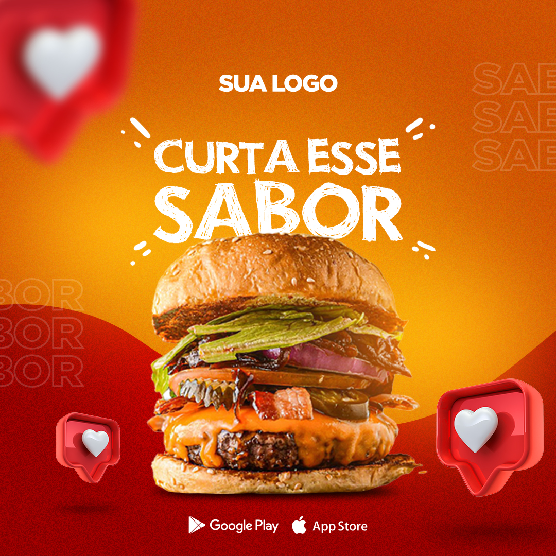 Hambúrguer Hamburgueria Social Media PSD Editável