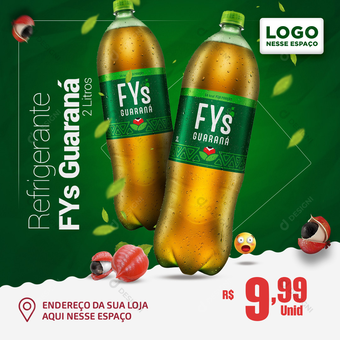 Refrigerante FYs Guaraná 2L Social Media PSD Editável