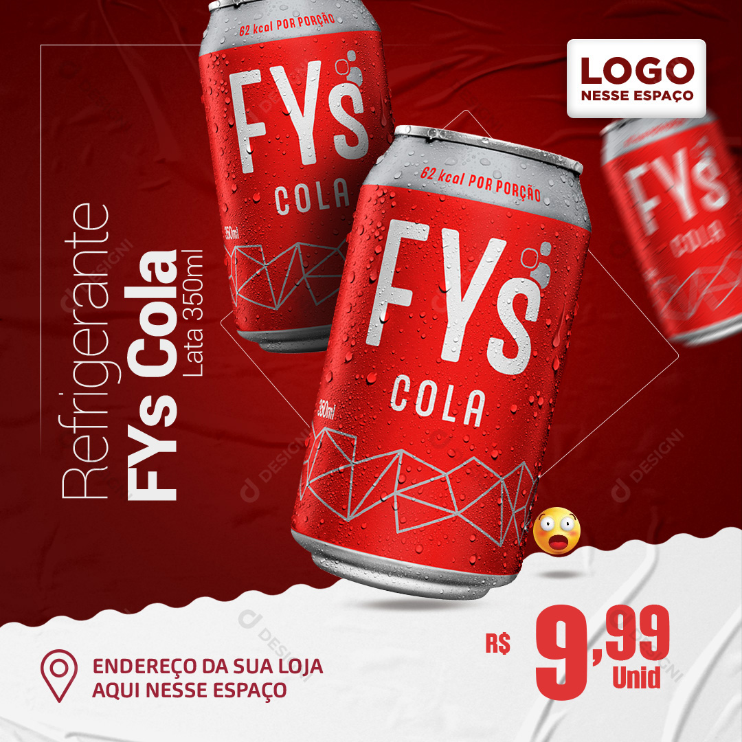 Refrigerante Lata FYs Cola 350ml Social Media PSD Editável