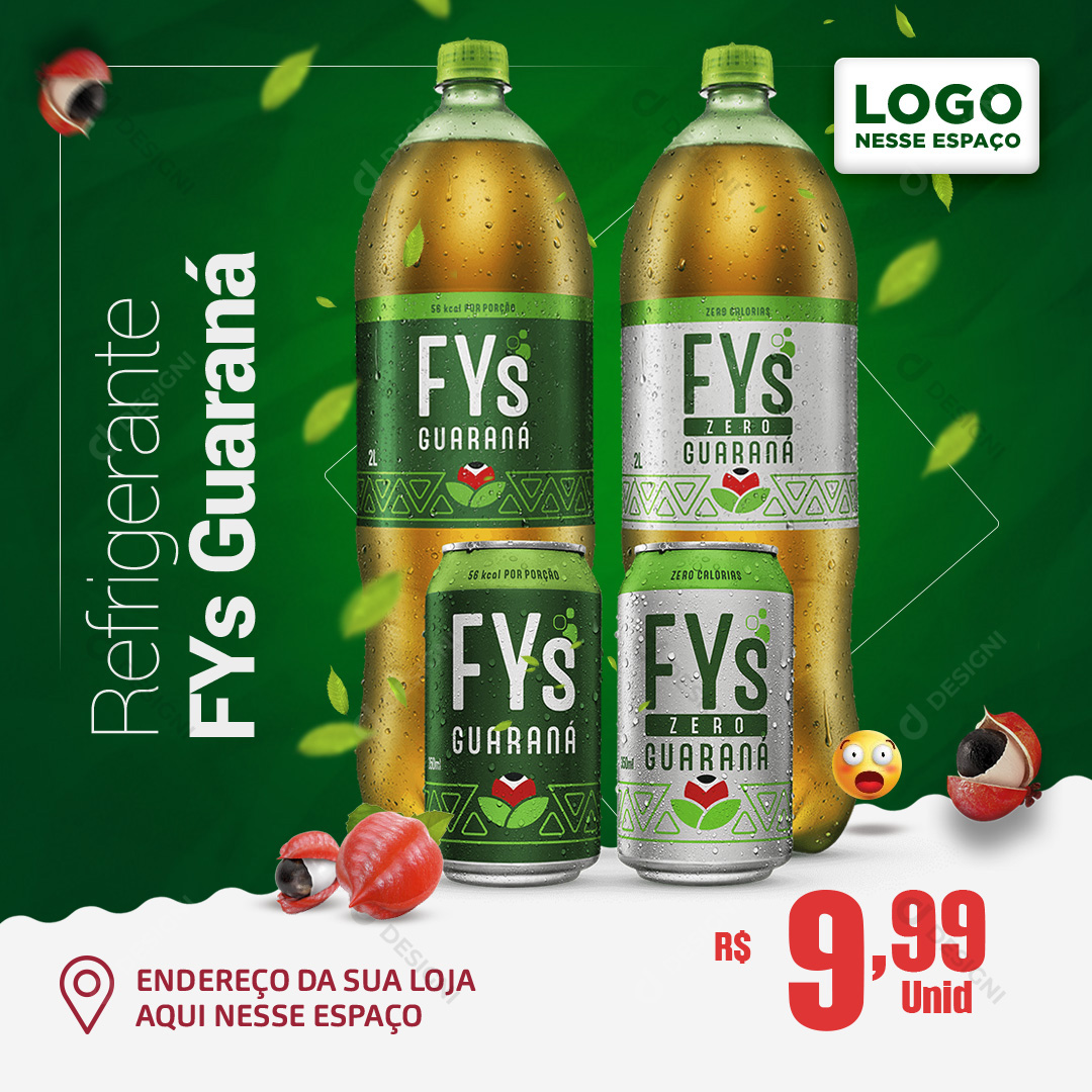 Refrigerantes FYs Guaraná 2L Social Media PSD Editável