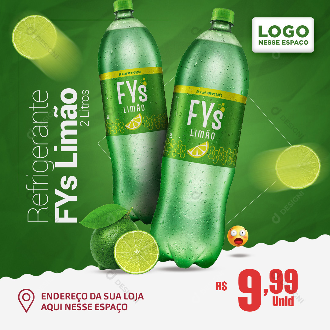Refrigerante FYs Limão 2L Social Media PSD Editável