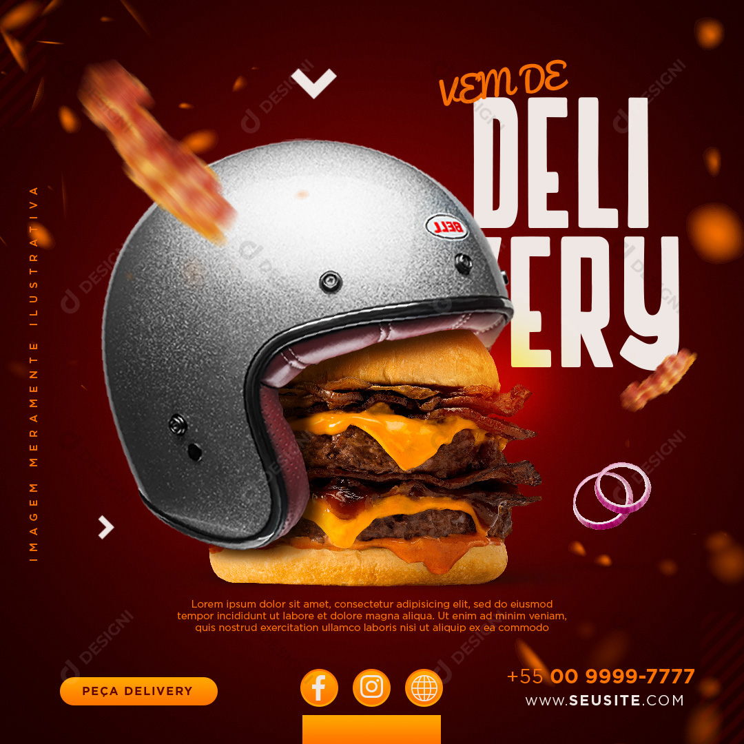 Hambúrguer Hamburguerias Social Media PSD Editável Delivery