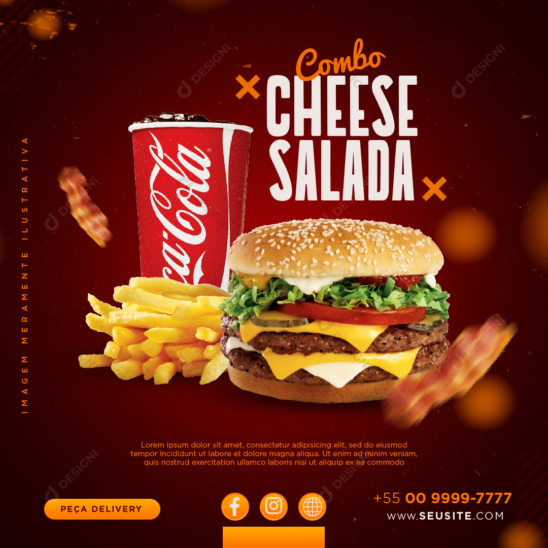 Combo Cheese Salada Social Media PSD Editável Combos