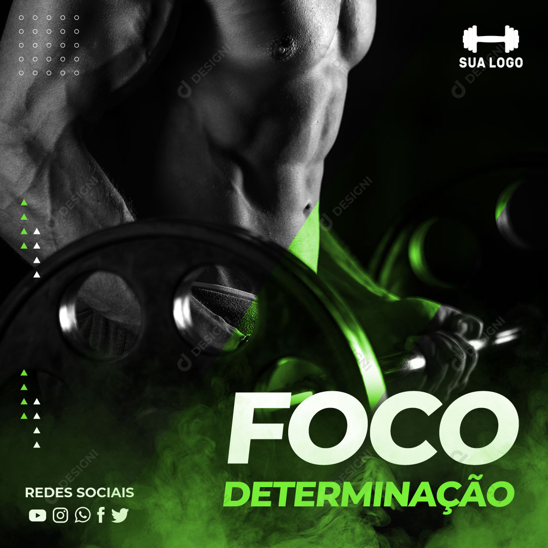 Foco Determinação Fitness Academias Social Media PSD Editável