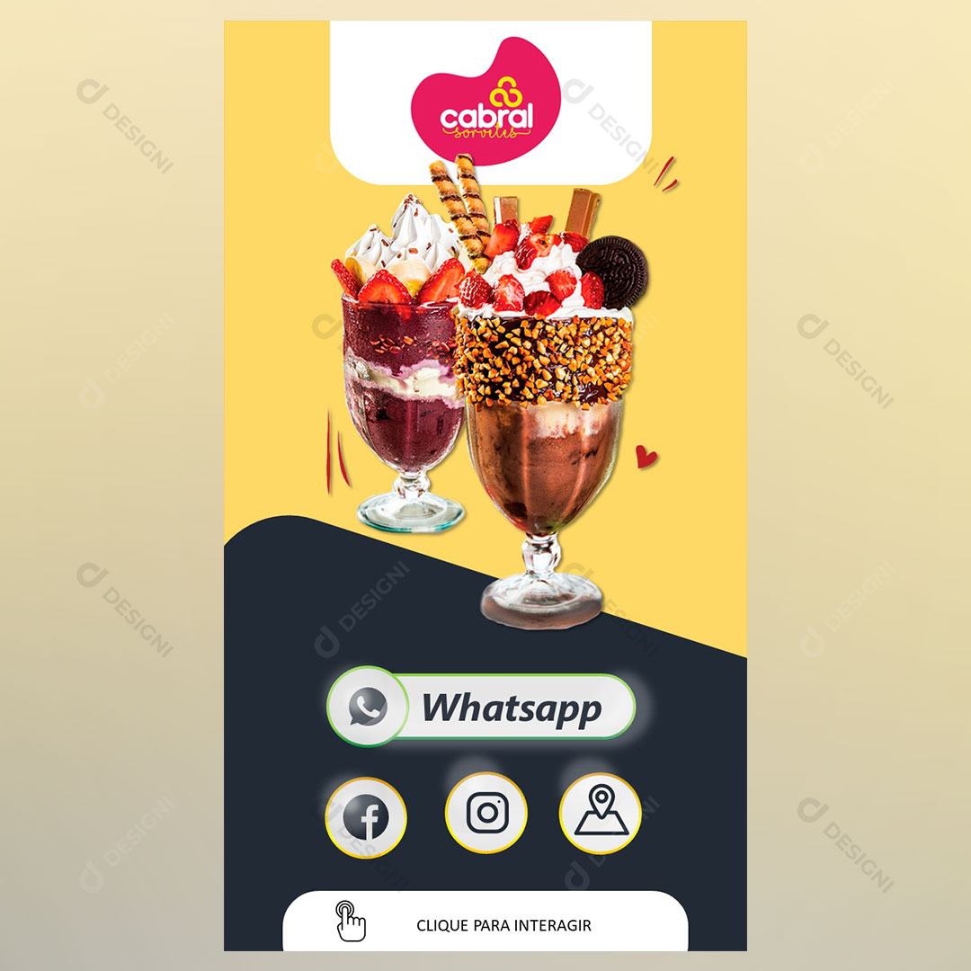 Cartão Interativo Sorveteria Milkshake PPTX Editável