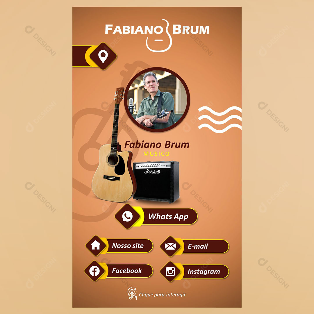 Cartão Interativo Músico PPTX Editável