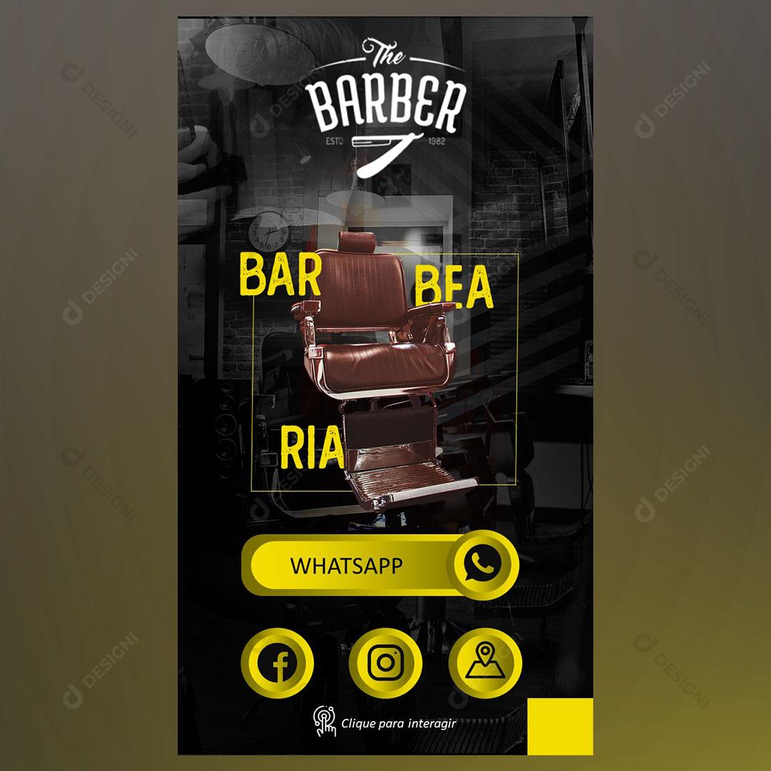 Cartão Interativo Barbearia PPTX Editável