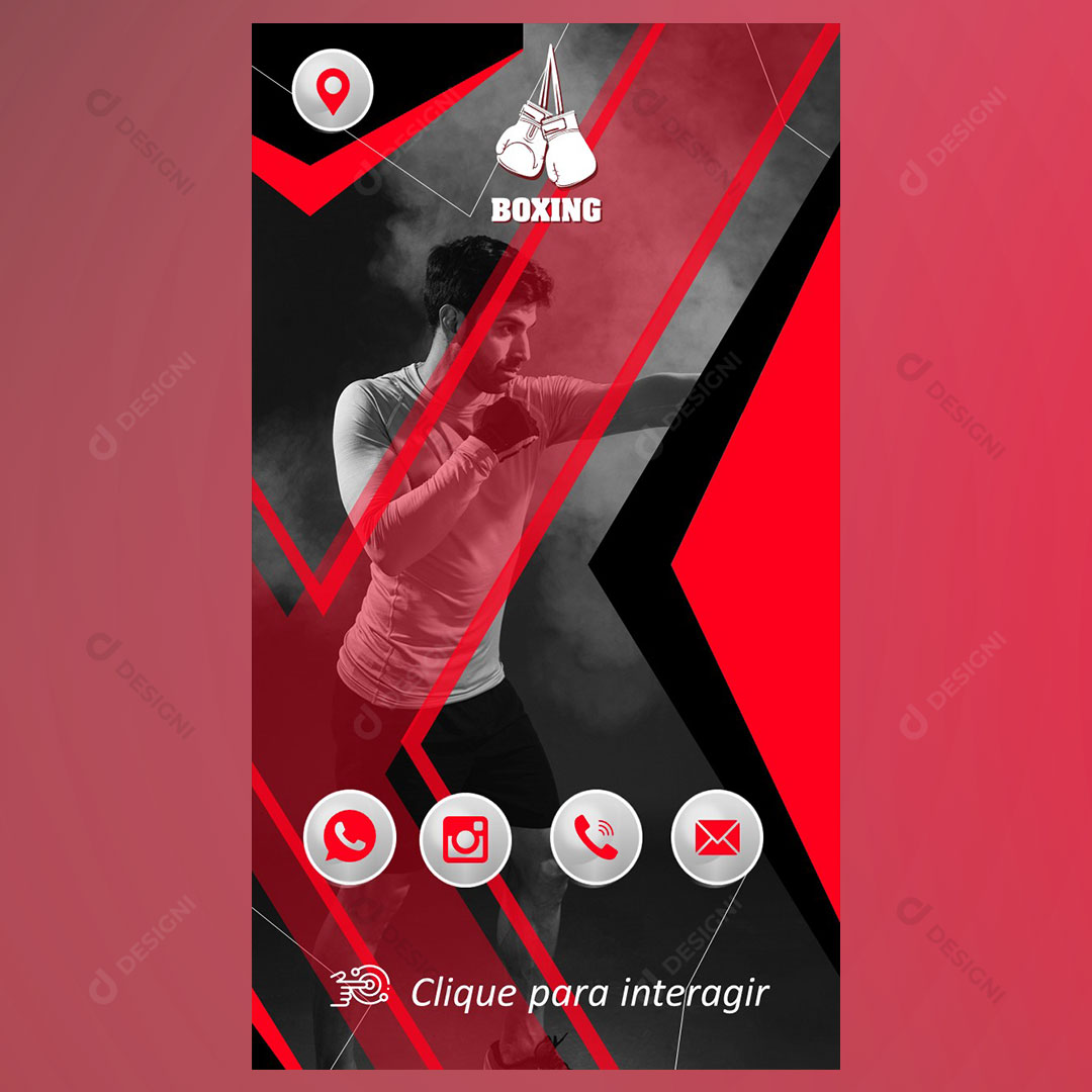 Cartão Interativo Academia de Boxe PPTX Editável