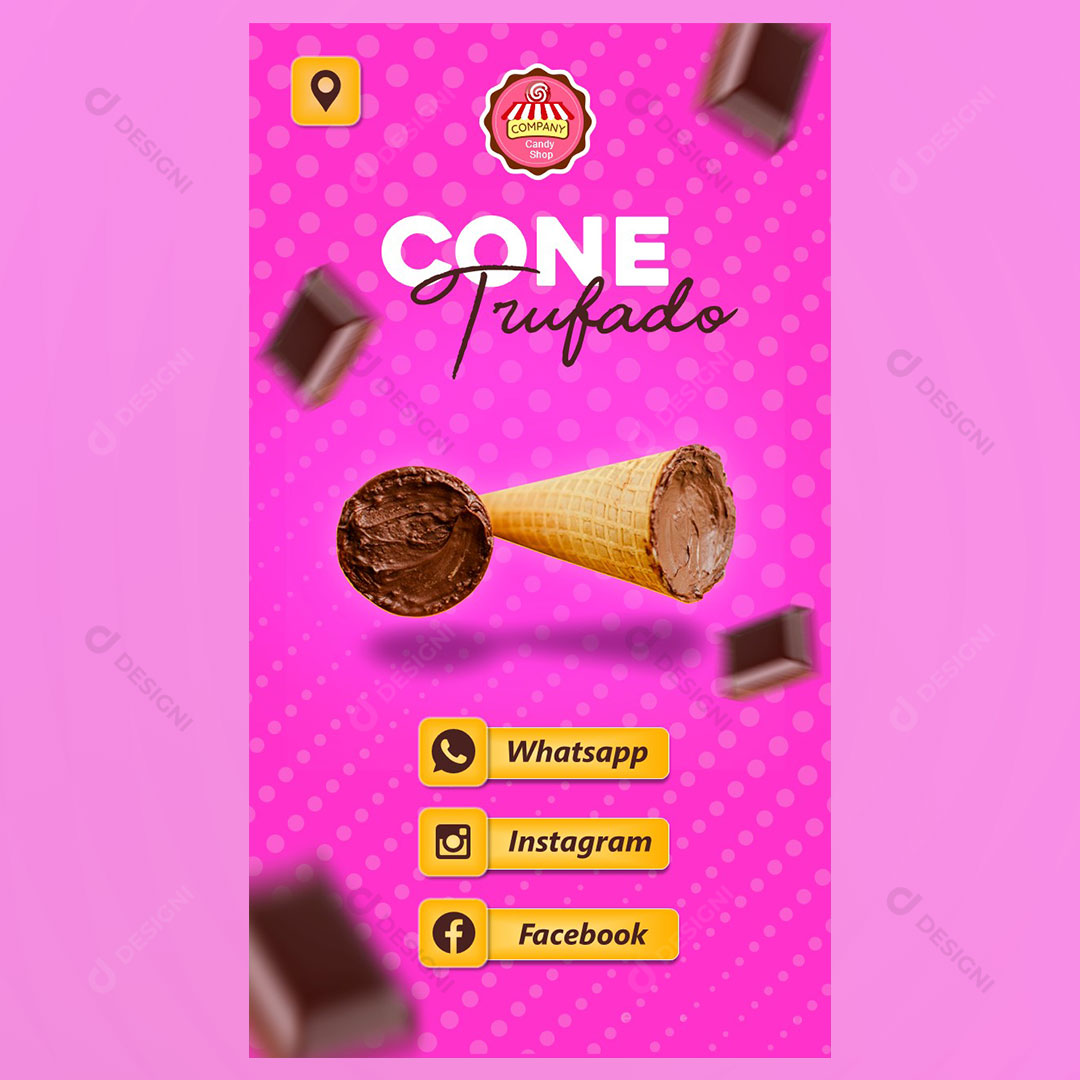 Cartão Interativo Cone Trufado PPTX Editável