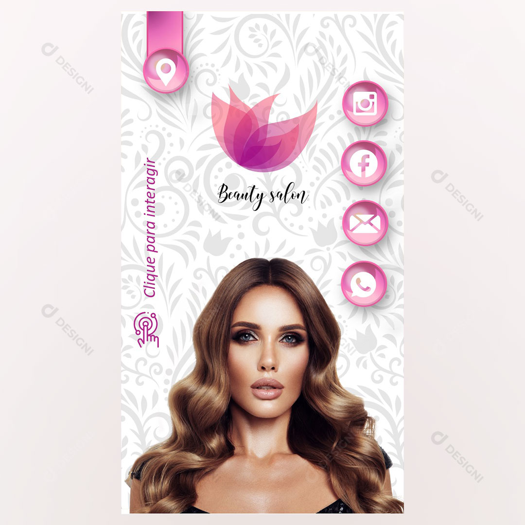 Cartão Interativo Salão de Beleza PPTX Editável