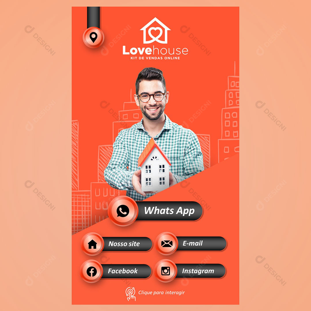 Cartão Interativo Corretor de Imóveis PPTX Editável