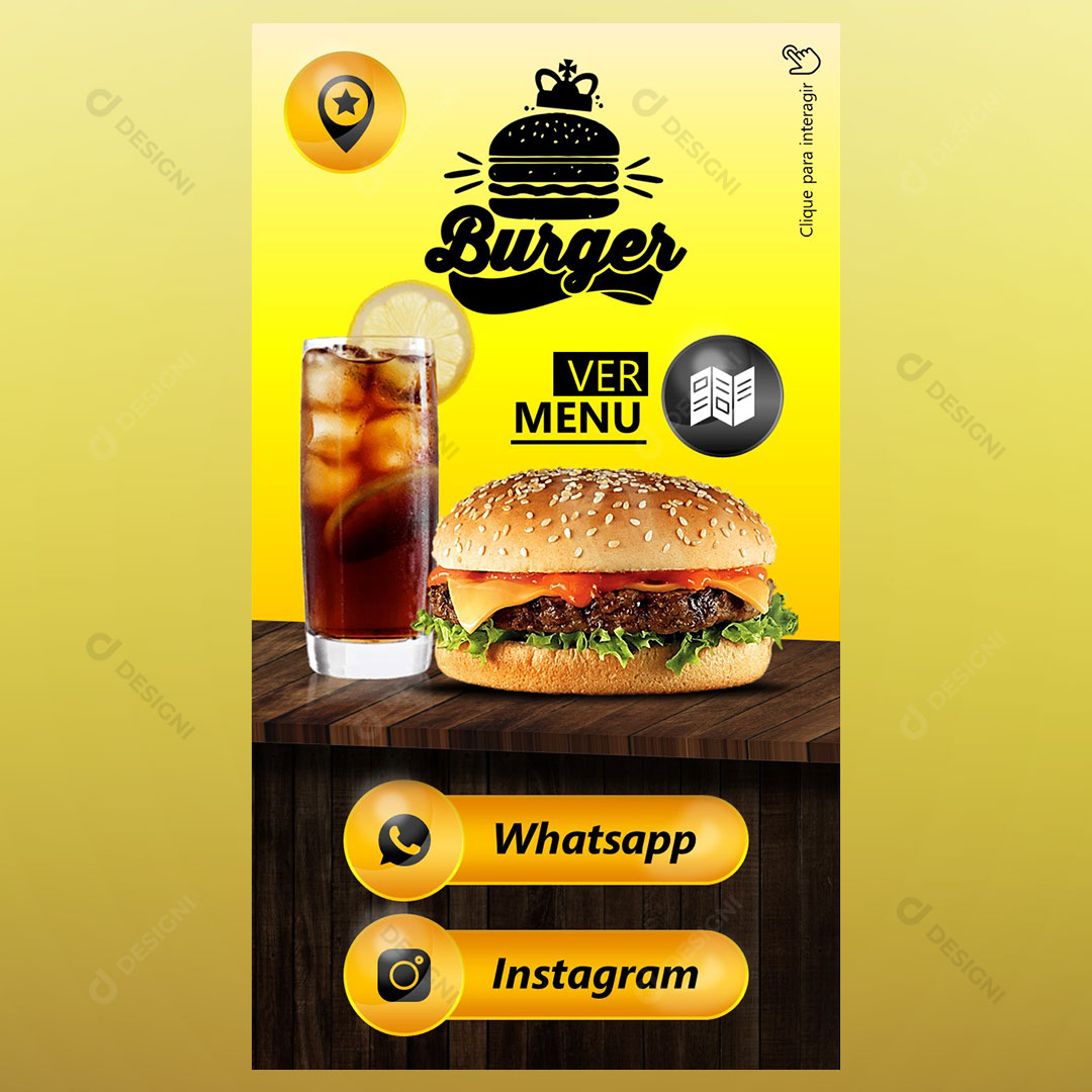 Cartão Interativo Hamburguerias PPTX Editável