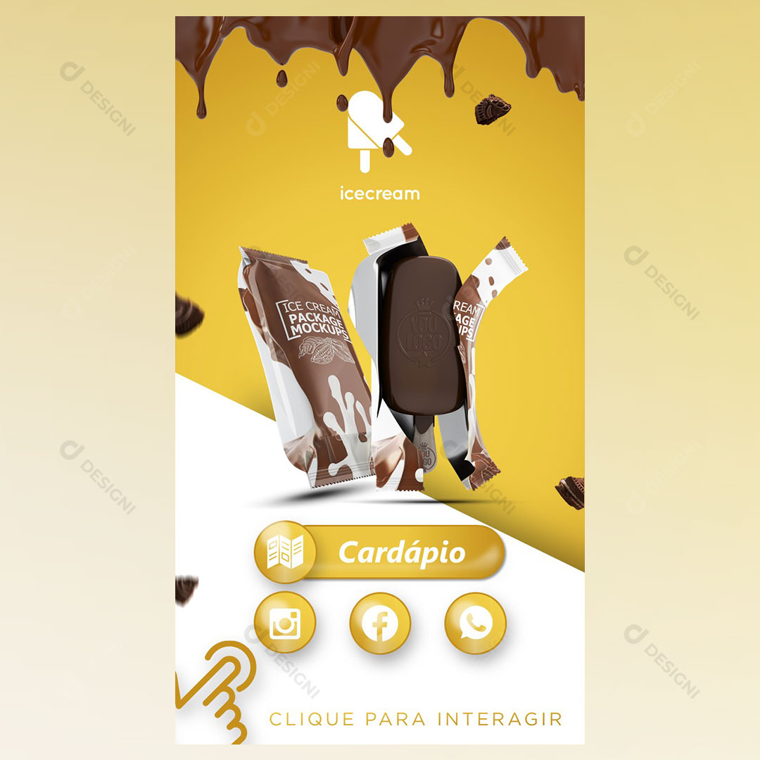 Cartão Interativo Sorvetes Picolé PPTX Editável