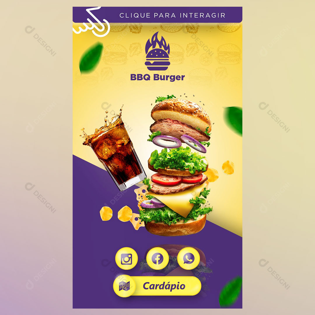 Cartão Interativo Hamburgueria PPTX Editável