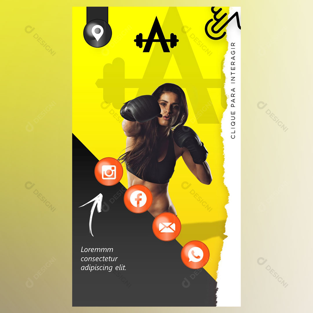 Cartão Interativo Academia de Boxe PPTX Editável