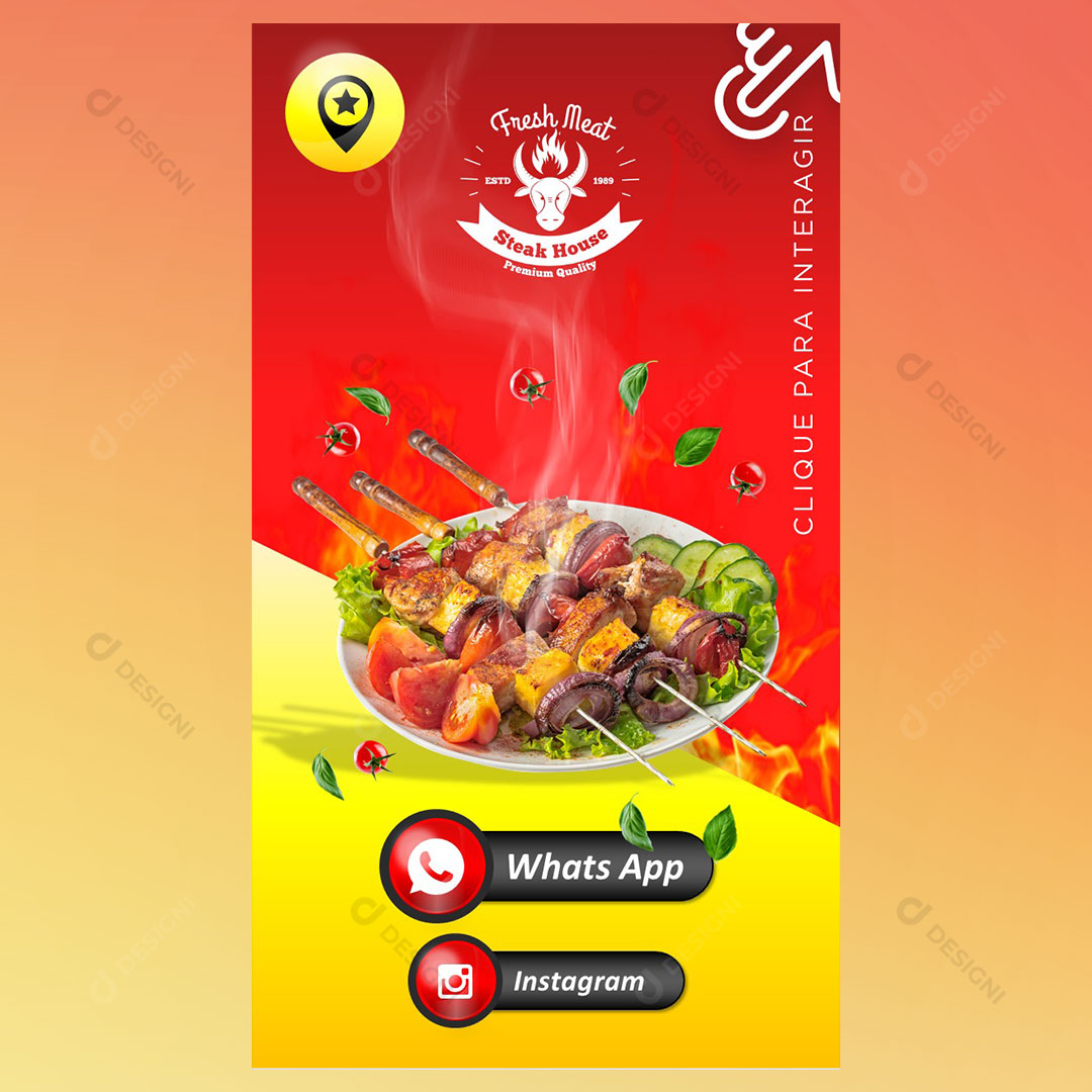 Cartão Interativo Espetinhos Espetarias PPTX Editável