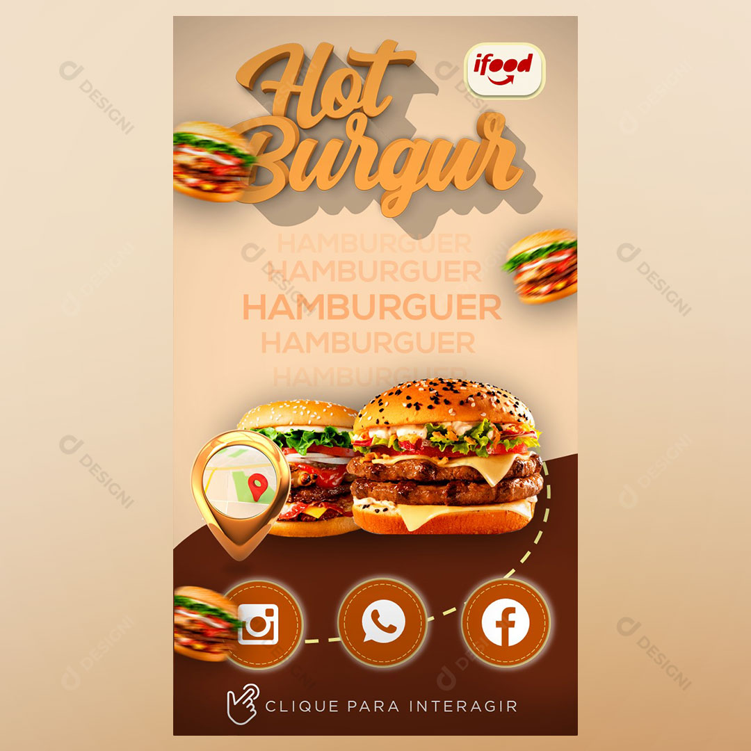Cartão Interativo Hamburguerias PPTX Editável