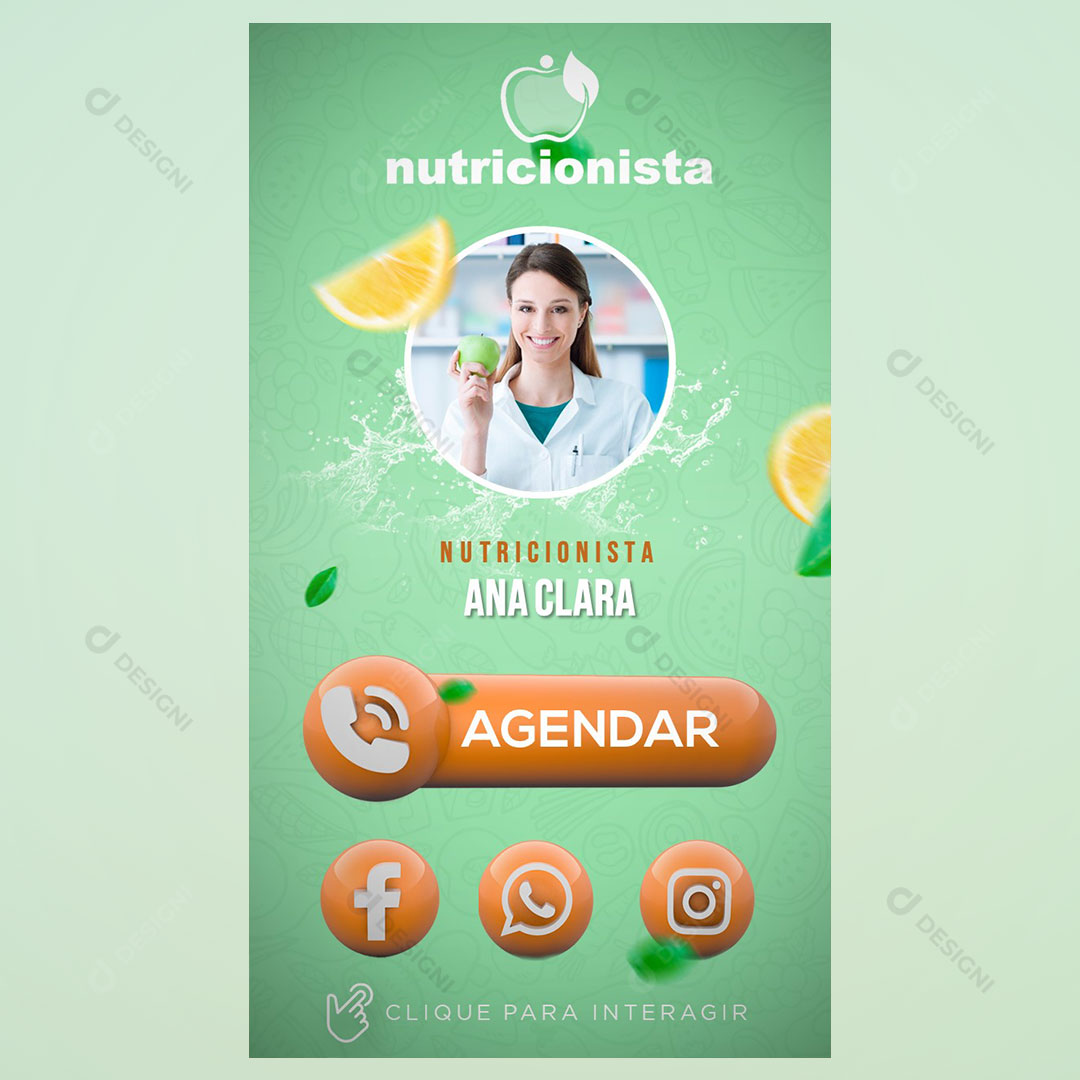 Cartão Interativo Nutricionistas PPTX Editável