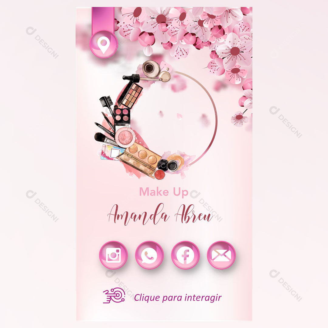 Cartão Interativo Maquiagem Make Up PPTX Editável