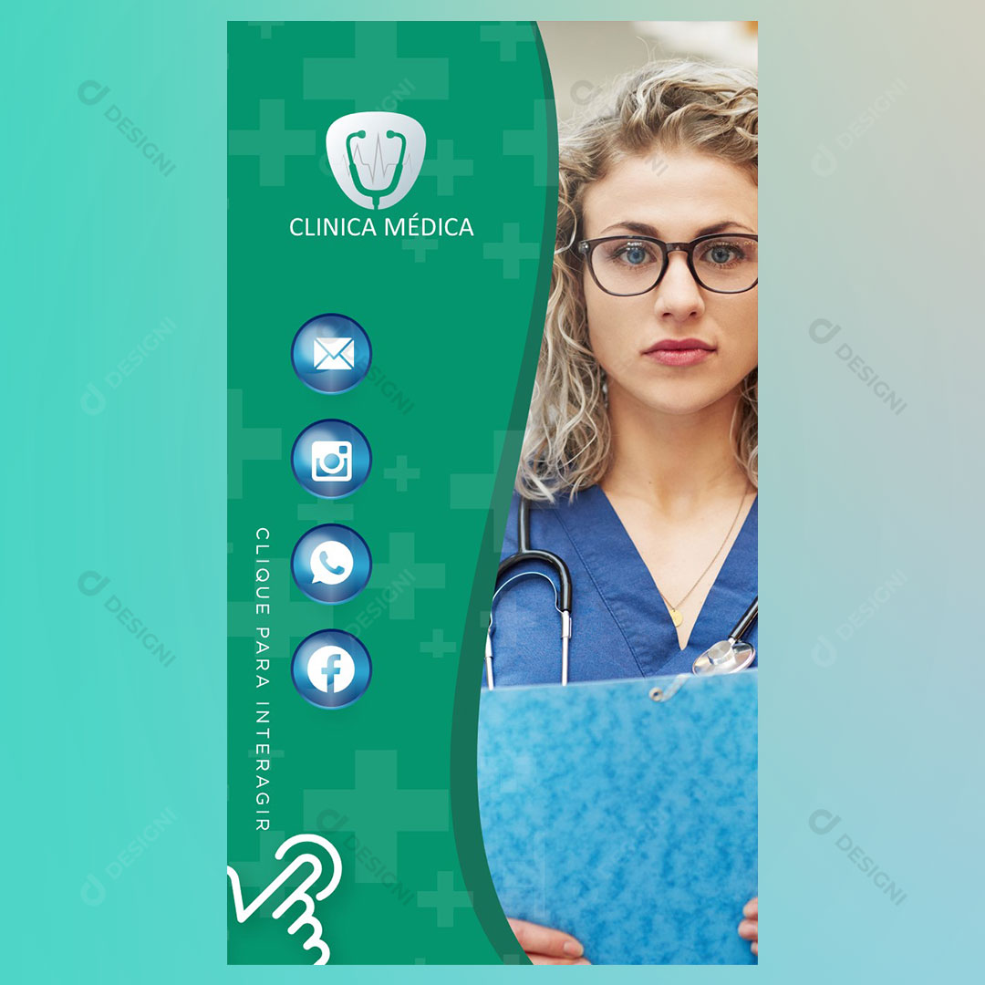 Cartão Interativo Clínica Médica PPTX Editável