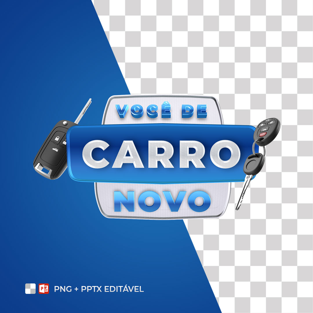 Selo 3D Você de Carro Novo PPTX Editável + PNG Sem Fundo