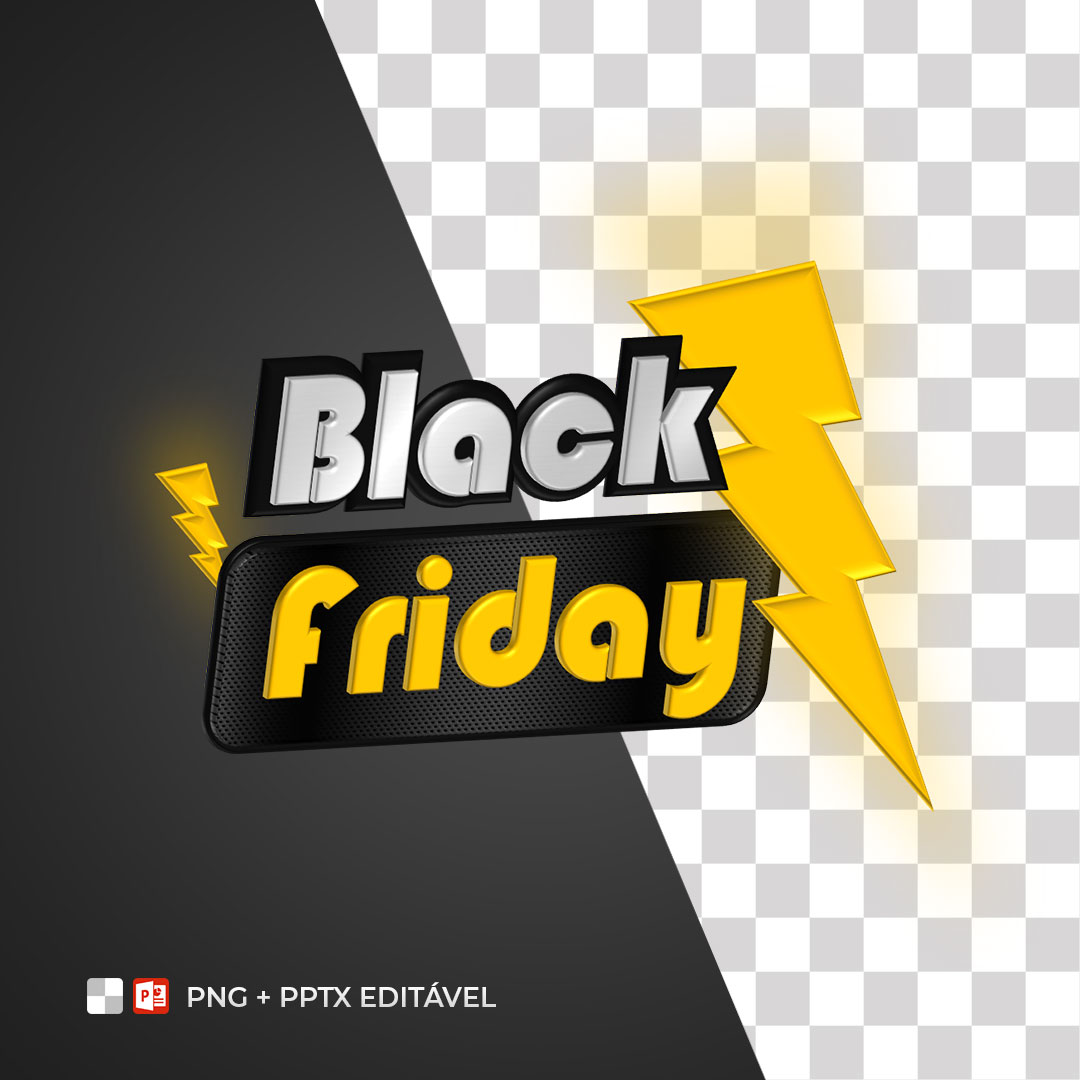 Selo 3D Black Friday PPTX Editável + PNG Sem Fundo